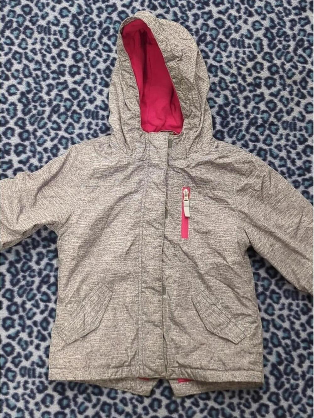 Sz 4T Gray + Pink Winter Jacket Wonder Nation Winter Coat Double Zipper Closure